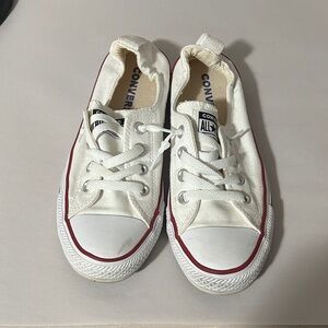 Converse White Sneakers with Red‎ Accents ladies size 8